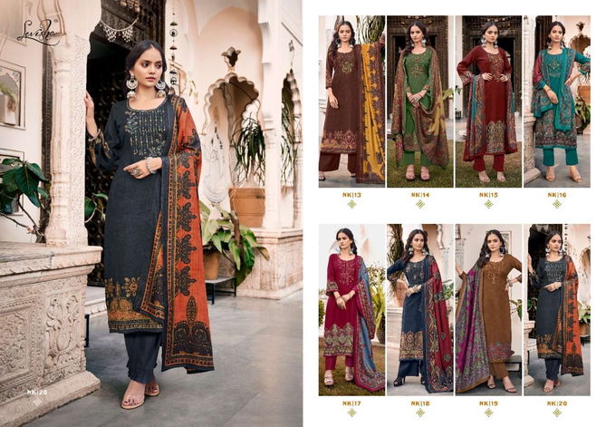 Levisha Nikhaar Printed Pashmina Dress Material Catalog
